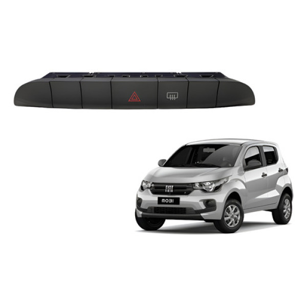 Botão Pisca Alerta Desembaçador Fiat Mobi 16/25 Original Preto